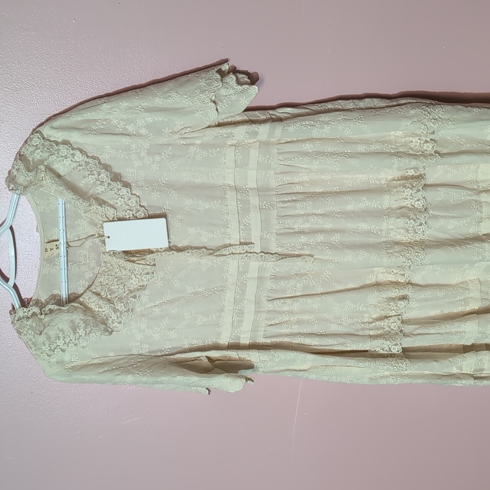 NWT The Cottage Core Cream Lace Dress M/L - Picture 2 of 10